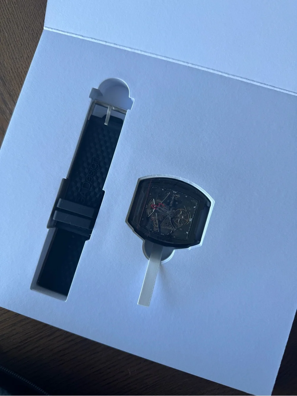 CIGA Design Black Carbon Skeleton Watch with Black Silicone Strap
